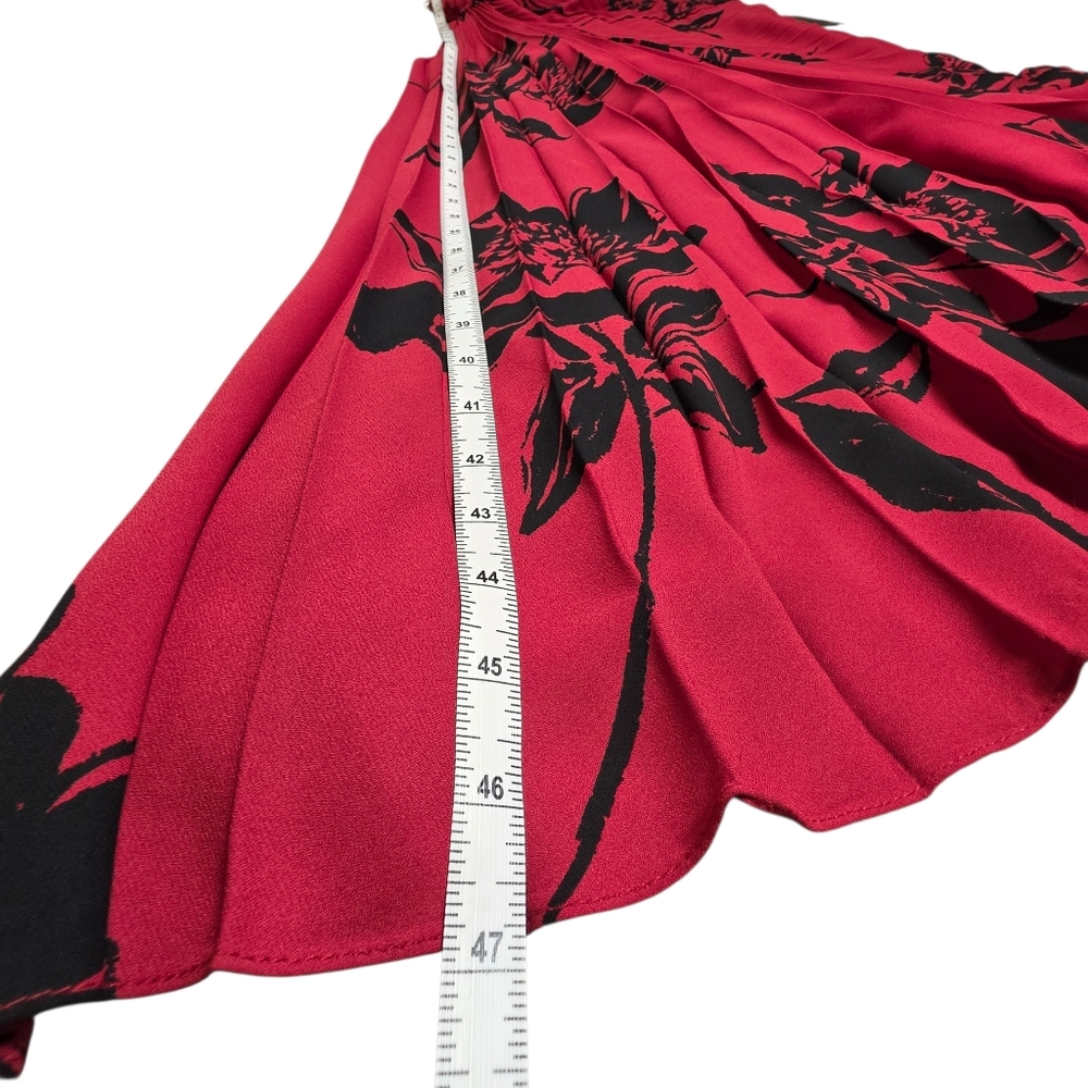 Nicole Miller Red Riding Hood One Shoulder Pleated Dress – Size 16 - Picture 16 of 17